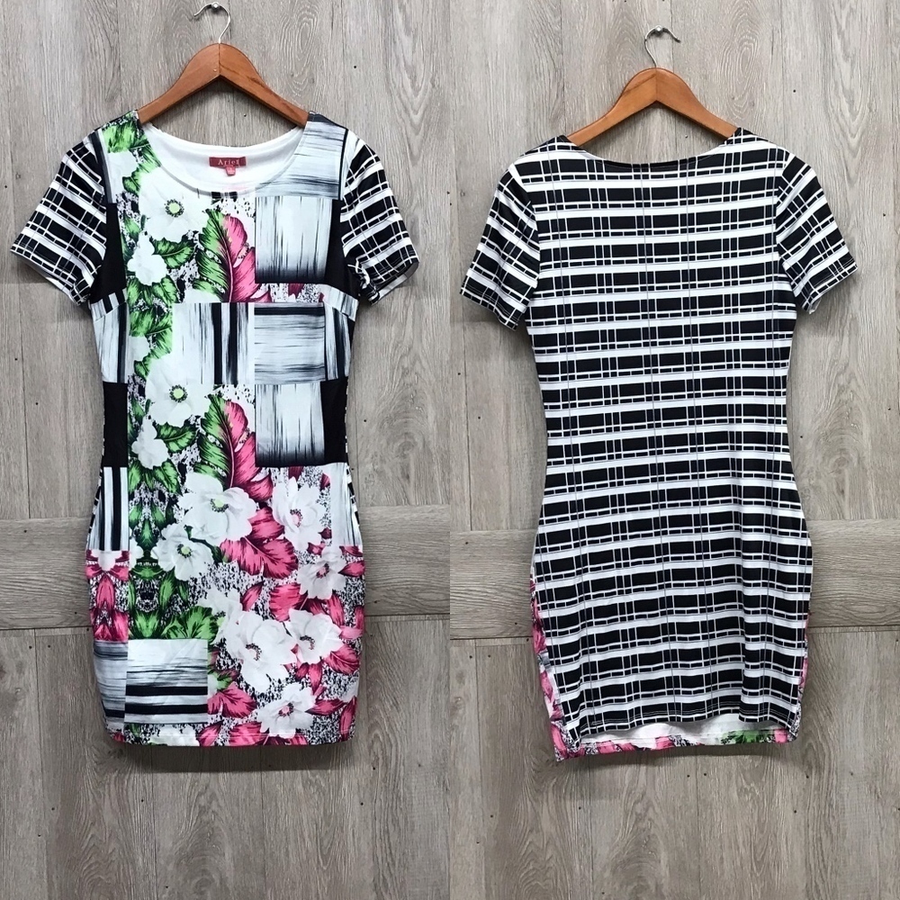 Multi Media Short Sleeve Dress BB130